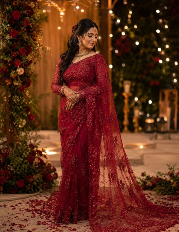 Ruby Royale Handcrafted Bridal Saree
